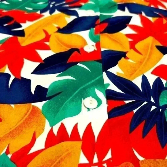 Vintage Hawaiian Shirt Blouse Short Sleeve Button Floral Vacation Women's Travel - Picture 2 of 9